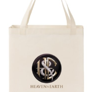 White Tote Bag with Heaven & Earth Logo and Text