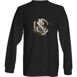 Men's Black Long Sleeved Rock Shirt with Heaven and Earth Logo