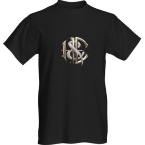 Mens Heaven and Earth black rock T-Shirt with H&E logo on front and back